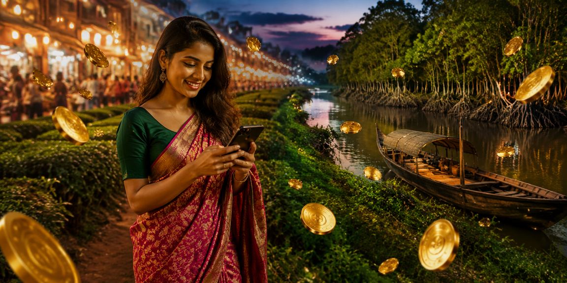 সুন্দরবনের কাছে চা বাগানে মোবাইলে ক্যাসিনো গেম খেলা